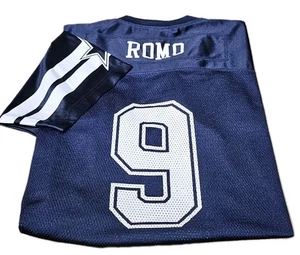 ¡Nuevo! Camiseta de fútbol del equipo Dallas Cowboys #9 Tony Romo-malla azul marino, cuello en V para hombre-(L) - Imagen 1 de 5