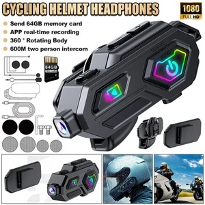 Motorbike Helmet Bluetooth Headset with Camera Recorder Motorcycle Intercom - Picture 1 of 17