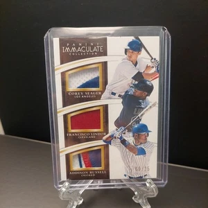 2015 Panini Immaculate Collection #10 Seager/Lindor/Russell Triple Patch 09 /25 - Picture 1 of 3