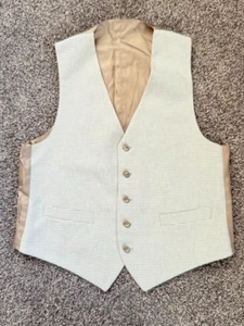 Vintage beige karierte elegante Weste Herren 38 Retro 70er Jahre Stil formelle Weste - Bild 1 von 6