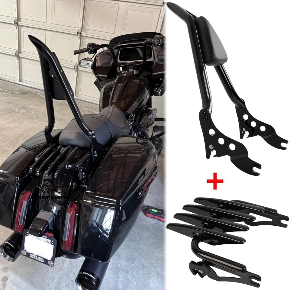 22" Height Sissy Bar Backrest & Luggage Rack For Harley Street Glide Road King - Image 1 of 4