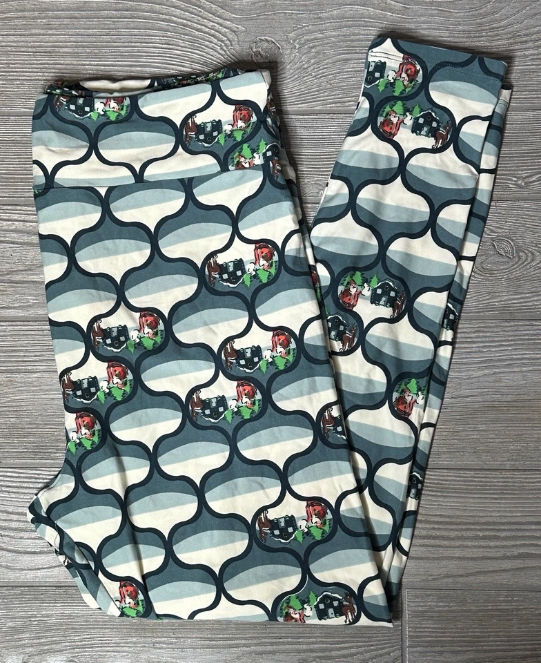 NEW LulaRoe TC2 Leggings Christmas Holiday Santa Snow Trees Deer Fox - Image 1 of 1