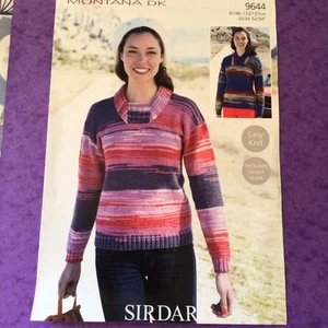Sirdar Montana D/K Ladies Shawl Collar Sweater Knitting Pattern Size 32-54” 9644 - Picture 1 of 3