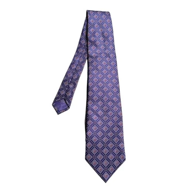 BRIONI Purple Pink Patterned Floral Silk Pointed Tie Career Business Office  - Изображение 1 из 4