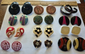 Vintage Modeschmuck Konvolut Ohrringe Emaille Sorte 12 Paar 2 signiert PIERCED - Bild 1 von 17