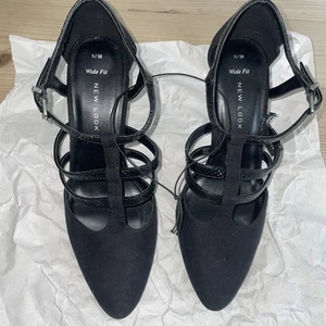 New Look Strappy Sandals Heels Black Shoes Womens UK5 EU38 New With Tags - Picture 1 of 7