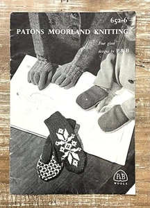 Vtg Children’s Moorland Double Knitting 4-Glove Patterns P&B Wools #652-Patons - Picture 1 of 8