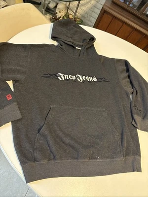 Sudadera con Capucha Gris Grunge Tribal Bordada Talla X Grande Y2K JNCO De Colección Foto 1 de 4