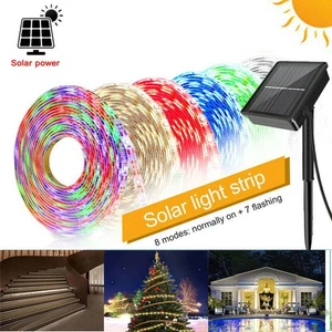 3/5M RGB Solar LED Strip Streifen 90/150 LED Lichtband Band Lichterkete Garten - Bild 1 von 18