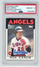 ROD CAREW Signed 1986 Topps Baseball Card #400 + PSA Auto 10