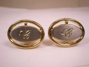 C Monogram Initial Letter Font Vintage HICKOK Cuff Links - Picture 1 of 9