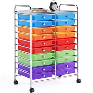 20 Drawers Metal Frame Storage Cart Rolling Bin Organizer Trolley with Wheels - Picture 1 of 12