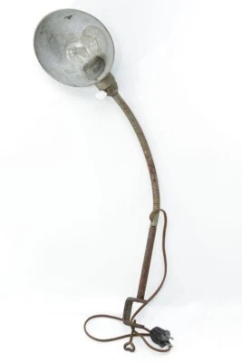 alte Schreibtischlampe Tischlampe 220V mit Schwanenhals Lampe Klemmlampe - Bild 1 von 4