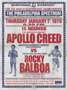 Rocky Balboa VS. Apollo Creed Fight Poster with Distressed Vintage Look - Picture 1 of 12