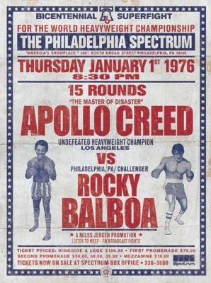Póster de lucha Rocky Balboa vs. Apollo Creed con aspecto vintage envejecido Foto 1 de 4