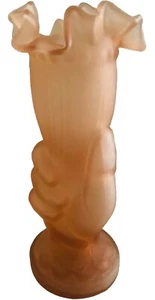 Vintage Victorian Westmoreland?? Frosted Pink Glass Hand Holding Torch Vase Rare - Picture 1 of 8