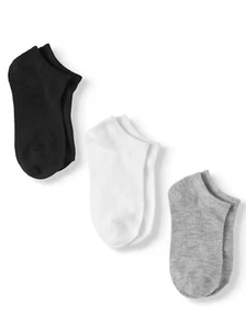 Boys 3 Pair White-Black-Gray No-Show Socks Size Small 4.5-8.5 Wonder Nation NEW - Picture 1 of 3