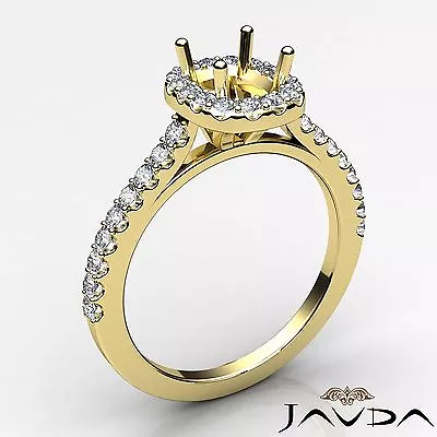 Cushion Semi Mount Halo Prong Set Diamond Engagement Ring 14k Yellow Gold 0.35Ct - Image 1 of 4