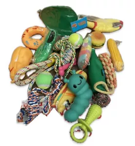 20 x Pet Dog Toys Mixed Squeaky Chew Rope Ball Teething Rubber Fetch Puppy Play - Picture 1 of 1