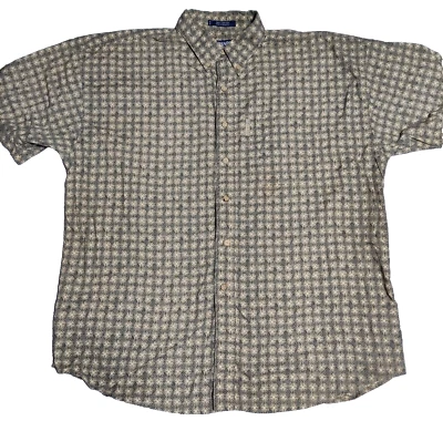 Camisa de campamento de colección Chaps Ralph Lauren para hombre talla XL marrón azul estampado geográfico 100 % algodón Foto 1 de 4
