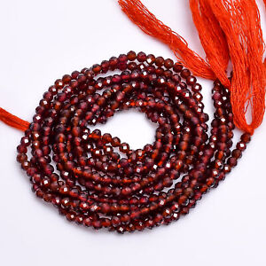100% Natural Red Garnet Gemstone Round Faceted Beads 3X3 mm Strand 13" GB-229