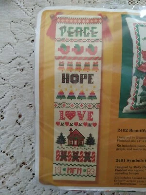 VTG 1984 Creative Circle Cross Stitch Kit #2401 Symbols of the Season Bellpull - Image 1 of 4