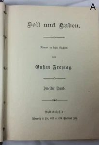 RARE American Printing German Soll und Haben 2 by Gustav Frentag Philadelphia - Picture 1 of 10
