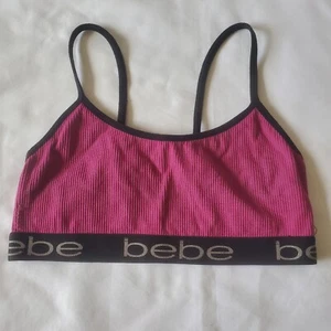 Top corto deportivo pequeño acanalado Bebe rosa y negro - Imagen 1 de 4