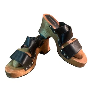 De Colección Años 80 Años 90 Caramelos Original Plataforma de Madera Sandalias Tacones Altos Deslizantes Talla 9 - Imagen 1 de 9