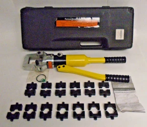 YQK-500 Manual Hydraulic Crimping Tool +13 Die Sets Used Good Cond. Minor Rust - Picture 1 of 21