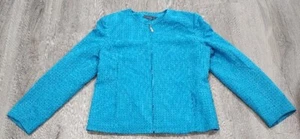 Koret Jacket Women's Size 12 Agua Blue Faux Suede Long Sleeve Full Zip Jacket - Picture 1 of 16