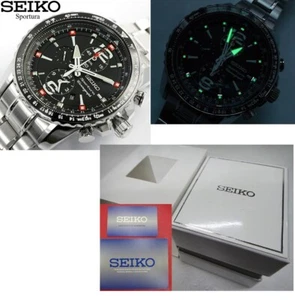 NEW Seiko Gents Ø44mm Sportura Aviation Alarm Chronograph Watch SNAE95P1 w/box - Picture 1 of 8