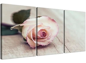 Vintage Shabby Chic French Rose - Cream Floral Canvas Multi 3 Set - 3278 - Picture 1 of 5