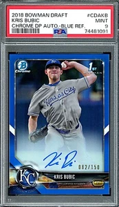2018 Bowman Draft Chrome Kris Bubic Blue Refractor Auto Rookie #82/150 PSA 9 - Picture 1 of 2