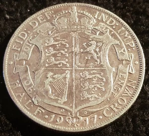 1917 George V .925 Silver Half Crown Coin Lot VF1 - Picture 1 of 2