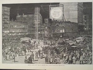 Madison Square Election Night New York City Harper’s Weekly 1888 - Picture 1 of 2
