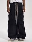 Black Long Pants Trousers  Men with Two Strap in Rick Owens Style