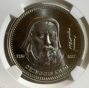 2002 MONGOLIA S 100T CHINGGIS KHAN SILVER COIN NGC MS67 - Picture 1 of 3