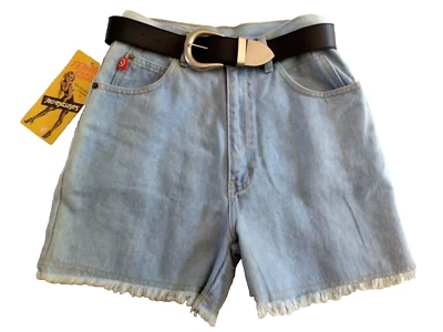Pantalones Cortos Denim No Excuses Juniors 7 Vintage Años 80 Mujer Azul Fatal Jeans Cinturón Nuevo con Etiquetas Foto 1 de 4