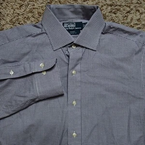 Polo Ralph Lauren Plaid Men Sz L 16 34-35 Long Sleeve Button Up Shirt - Picture 1 of 10