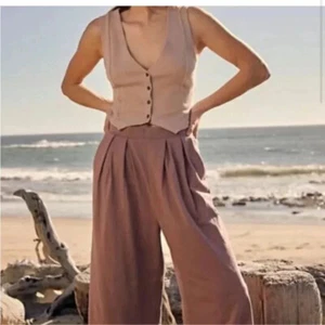 Nuevo Conjunto Free People Roxanne Chaleco Corto a Juego Top Pantalones Pierna Ancha Púrpura Talla XS - Imagen 1 de 11
