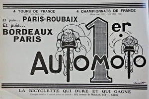 PUBLICITÉ DE PRESSE 1927 AUTOMOTO 4 TOURS DE FRANCE ET PARIS ROUBAIX - Imagen 1 de 1