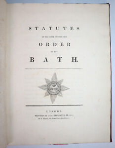 1812 Statutes of the Most Honourable Order of the BATH Signed F Townsend Sealed