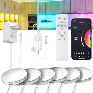 YSRSAI WiFi RGB luce sottopensile cucina LED 6 pezzi Kit rotondo in alluminio - Foto 1 di 5