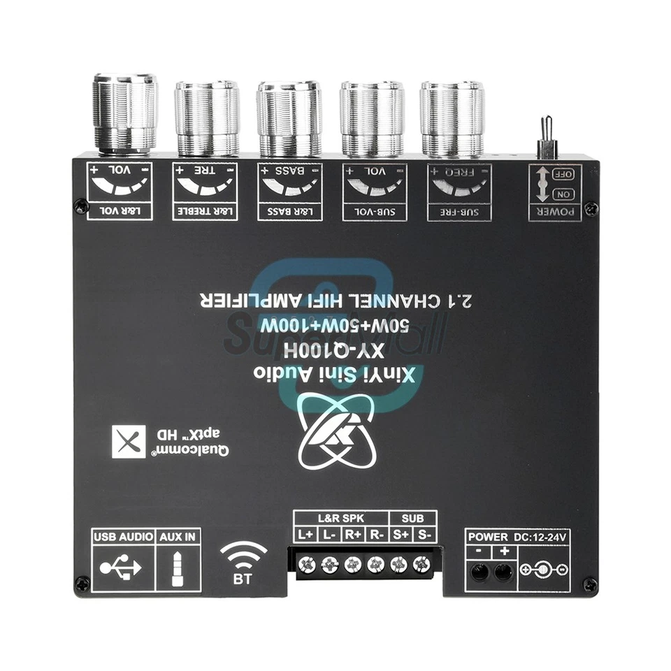 DC12-24V Q100H APTX Bluetooth Audio Amplifier 2.1 channel 50W * 2+100W Subwoofer - Bild 1 von 4