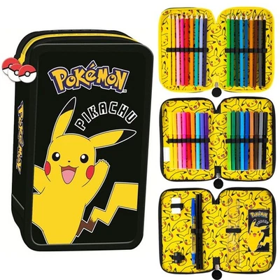 Dreifache Federmäppchen mit der Ausstattung ST.MAJEWSKI POKEMON PIKACHU