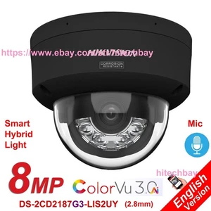 Hik compatible DS-2CD2187G3-LIS2UY 8MP ColorVu 3.0 IP Black Camera Mic Speaker - Picture 1 of 9