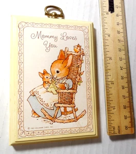 1983 Hallmark Cards Plaque Mommy Loves you Baby Rabbit Bunny Wood Vintage 80s - Picture 1 of 6