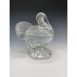 Vintage L E Smith Clear Turkey Jam Server Glass Candy Dish 7” Tall - Picture 1 of 11