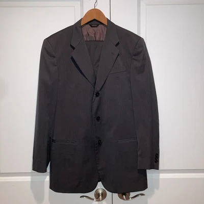 Donna Karan 签名意大利男式西装 40/33 羊毛炭灰色 — 第 1/4 张图片